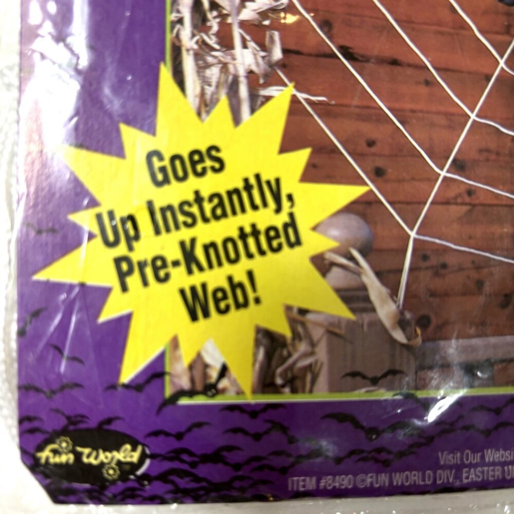 Blk Light White Spiderweb Rope Web Reusable Vintage by Fun World - Picture 5 of 9